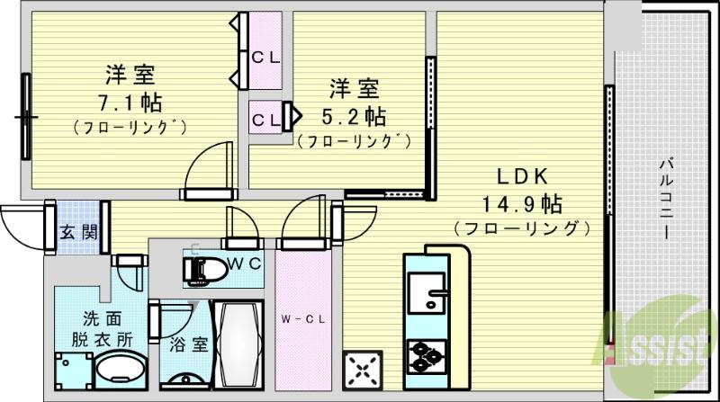 ルーセント菅原(2LDK/6階)の間取り写真