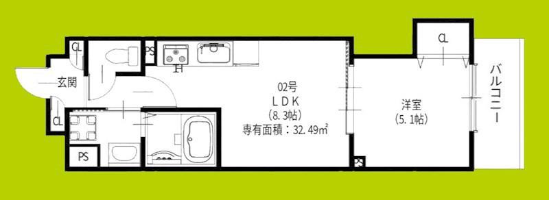 クリエオーレ新堂I(1LDK/3階)の間取り写真