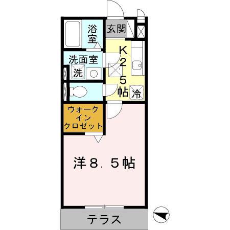 メゾンド・モンテ・ノール(1K/1階)の間取り写真