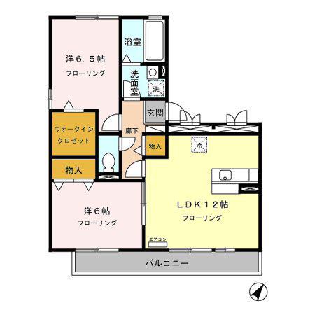 ヴィクトワールレーブ(2LDK/2階)の間取り写真