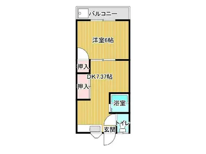 第2中川荘(1DK/2階)の間取り写真