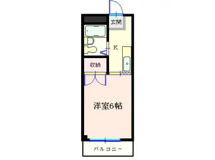 サンフラッツ久米(1K/1階)の間取り写真