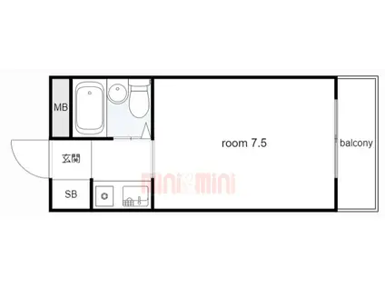 ジョイフル武庫之荘I(ワンルーム/3階)の間取り写真
