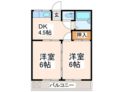 米村アパート(2DK/2階)の間取り写真