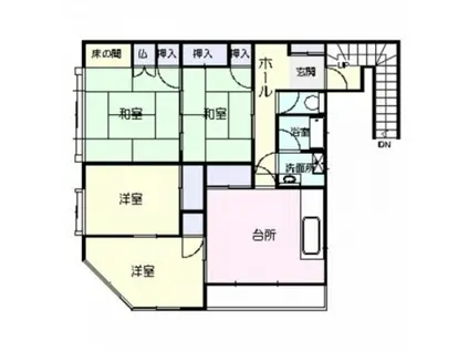 ＪＲ山陽本線 向洋駅 徒歩26分 2階建 築39年(4LDK/2階)の間取り写真