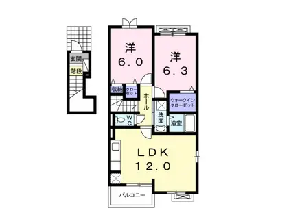 ガーデンハウスエアリー(2LDK/2階)の間取り写真