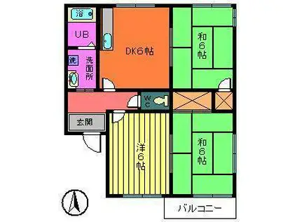 フレグランス室伏(3DK/1階)の間取り写真