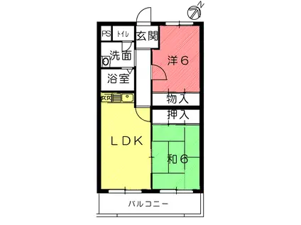 平成ハイツ東名坂(2LDK/2階)の間取り写真