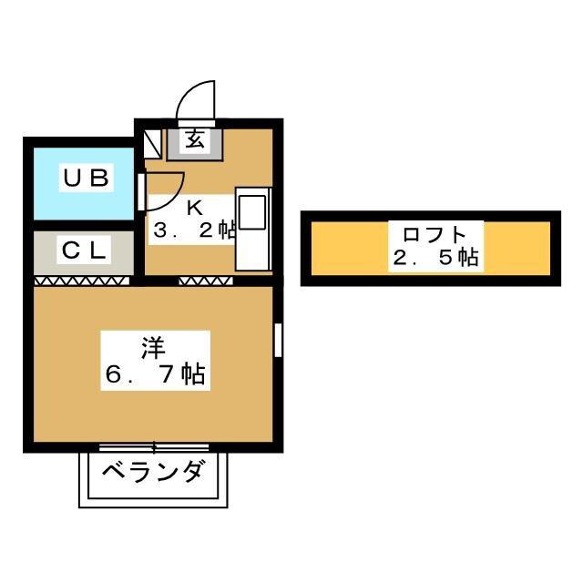 ソレーユ8(1K/2階)の間取り写真