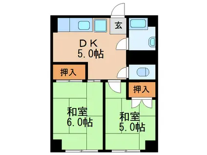 妙本寺ビル(2DK/4階)の間取り写真