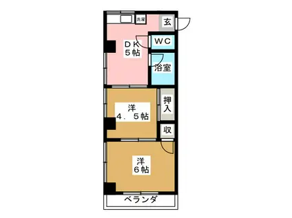 メゾン三恵(2DK/2階)の間取り写真