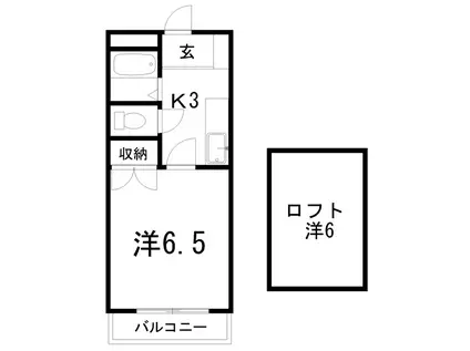 ピュア高須II(1K/4階)の間取り写真