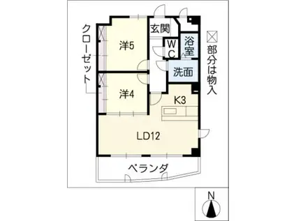 シェラトン赤塚(2LDK/2階)の間取り写真