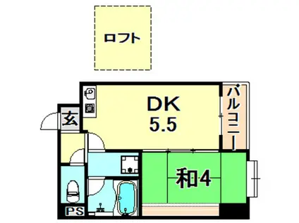 ヴェルデ神戸(1DK/7階)の間取り写真