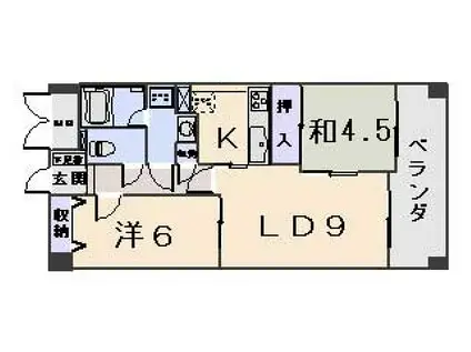 グランディオス京都東(2LDK/1階)の間取り写真
