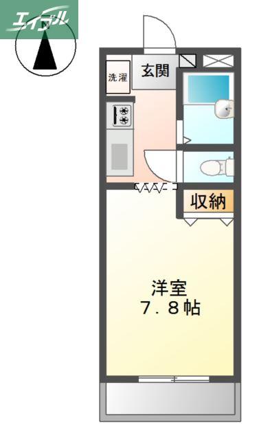 プロニティワン(1K/1階)の間取り写真