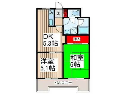 エスポワール南浦和(2DK/4階)の間取り写真