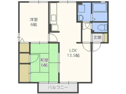 エレガンス(2LDK/2階)の間取り写真