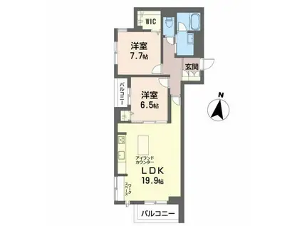 PRAETORIUM NISHIKUSABUKA(2LDK/2階)の間取り写真