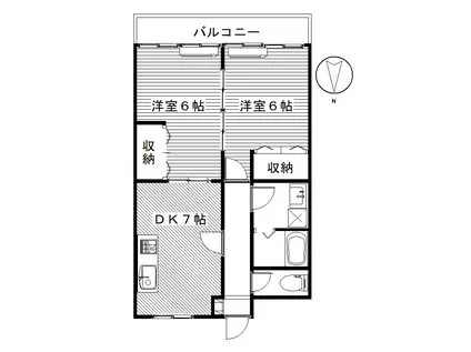 ガーディアン上小出(2LDK/3階)の間取り写真