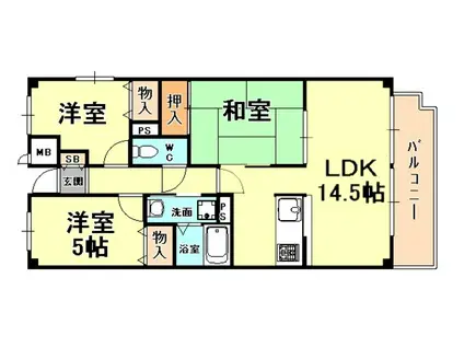 シティプラザ深江北町(3LDK/5階)の間取り写真