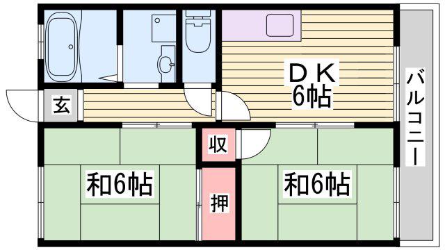 ユウハイツ(2DK/1階)の間取り写真