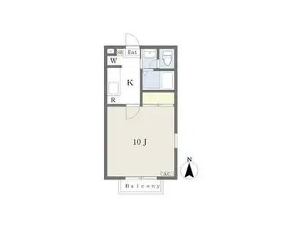 KフラットA(1K/2階)の間取り写真