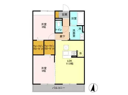 シェグラヴェート(2LDK/1階)の間取り写真