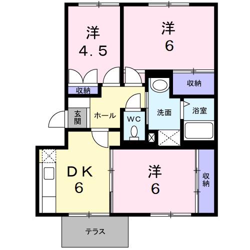 サンフラワーII(3DK/1階)の間取り写真