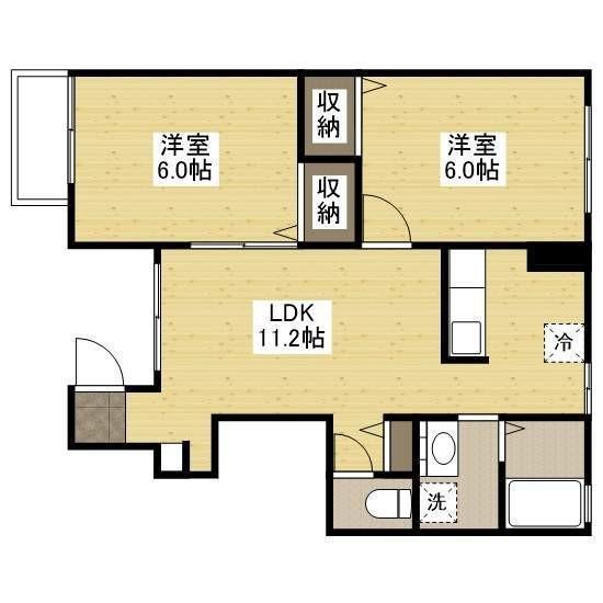 パステルK(2LDK/1階)の間取り写真