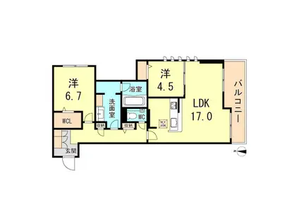 セントリビエ松園町(2LDK/1階)の間取り写真