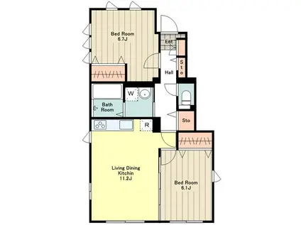 GBOWLS EDL(2LDK/1階)の間取り写真