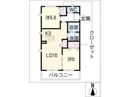 アーバンハイム(2LDK/2階)の間取り写真