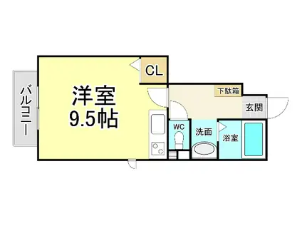 デザインコート日明(ワンルーム/1階)の間取り写真