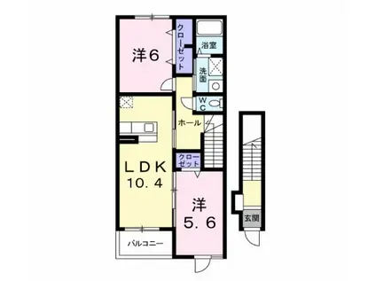 カーサ リベーラ(2LDK/2階)の間取り写真