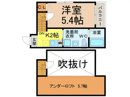 カーサ・フィオーレR(1K/1階)の間取り写真