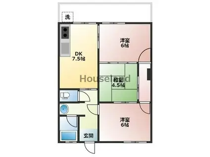 ベルシャイン内原(3DK/2階)の間取り写真