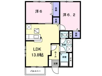 どんぐり村B(2LDK/1階)の間取り写真
