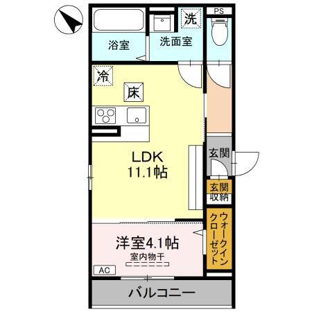 D-ROOM川端町(1LDK/1階)の間取り写真