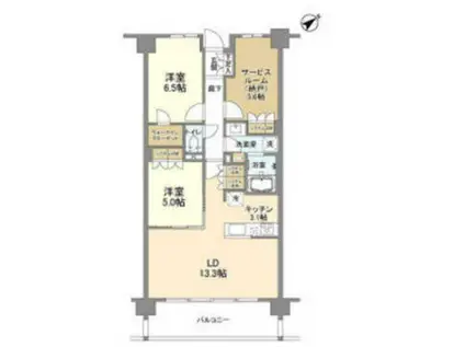 ARK CITY船堀(2SLDK/1階)の間取り写真