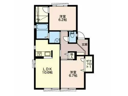 サンフラワーF(2LDK/1階)の間取り写真