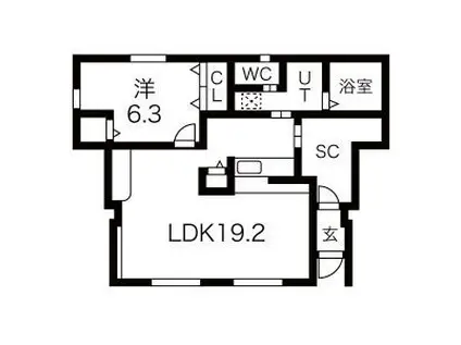 KINGDOMII(1LDK/1階)の間取り写真