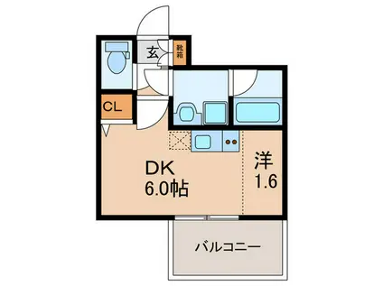 アクシス六本松B(1DK/3階)の間取り写真