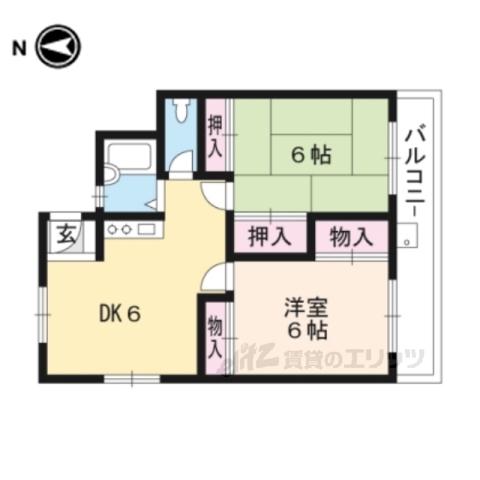 ハイツ堅田(2DK/2階)の間取り写真