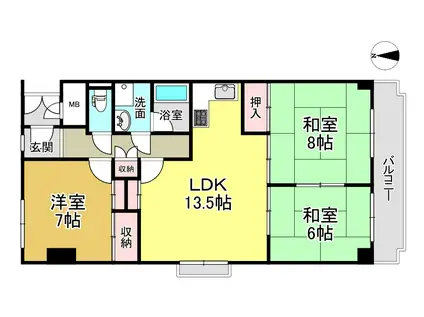 ルミエール壱番館(3LDK/4階)の間取り写真