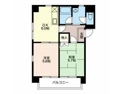 パークサイド仲の町(2DK/4階)の間取り写真