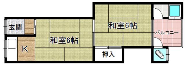 東五百住荘(2K/1階)の間取り写真