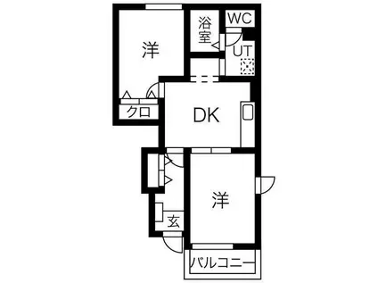 カリーノA(2DK/1階)の間取り写真