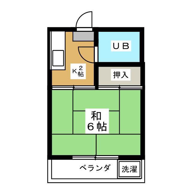 ハイツ御殿山(1K/2階)の間取り写真