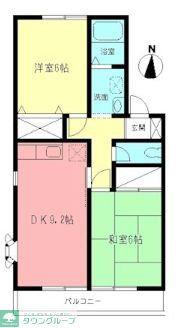 フラワーメゾン(2DK/2階)の間取り写真